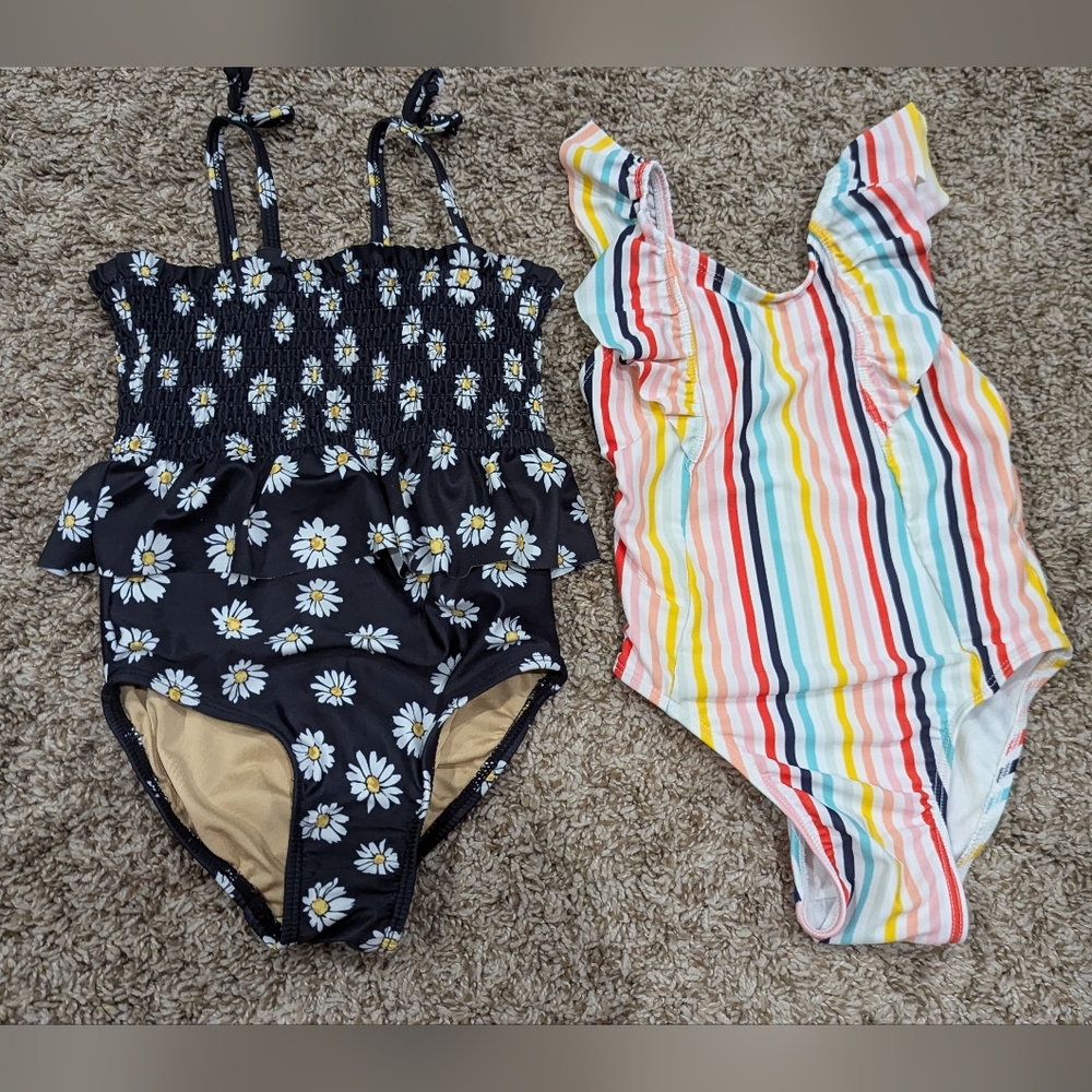 4t Old Navy swimsuit bundle classic daisies and stripes